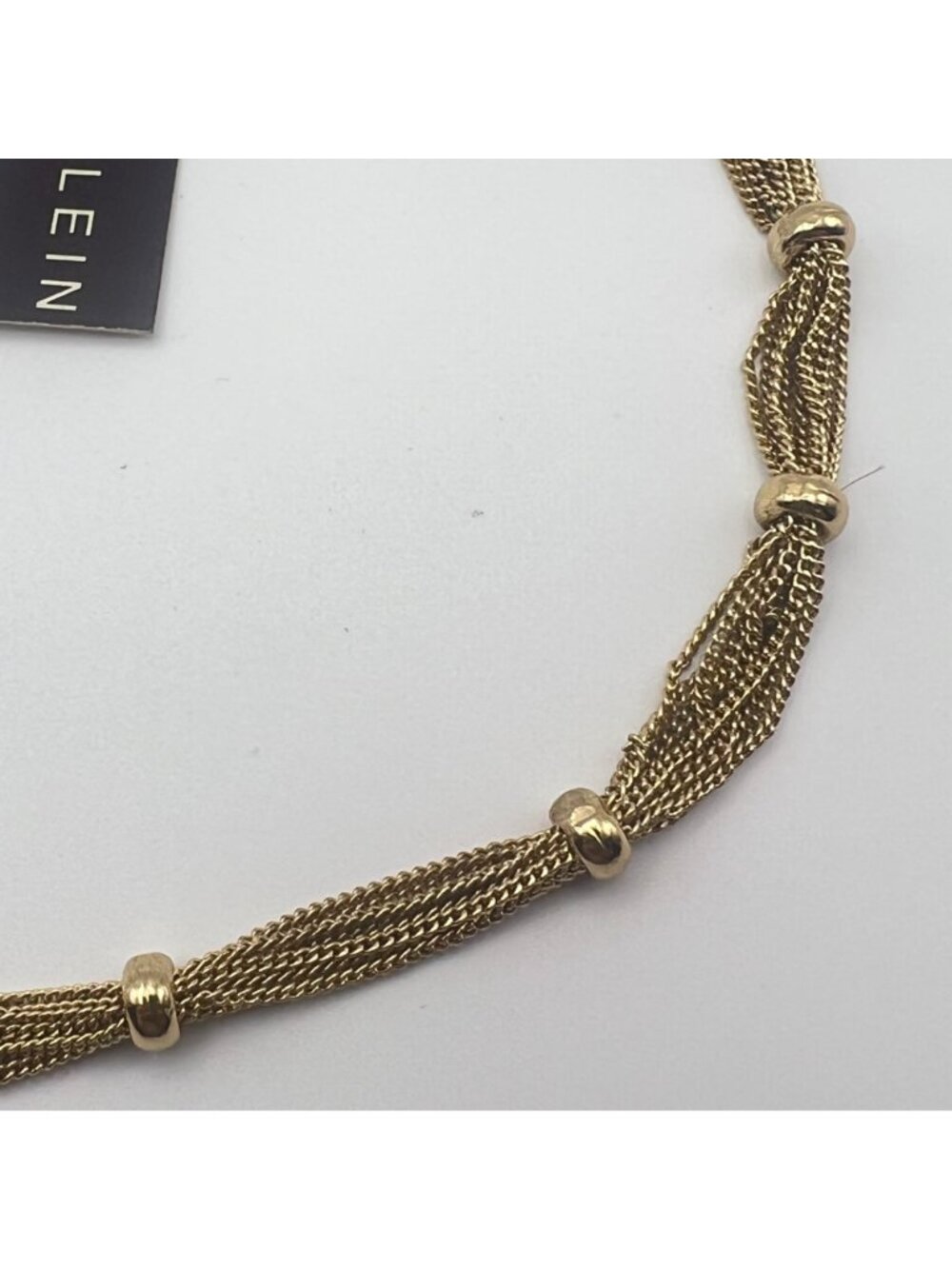NWT Anne Klein Gold Tone Multi Strand Woven Mesh Station Necklace 15.5-18.5" - Picture 2 of 9
